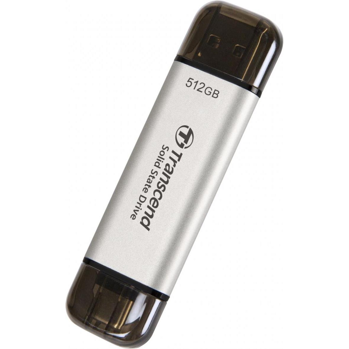 Thumbnail - Transcend ESD310C (512 GB, USB-C, USB-A), USB Stick, Silber