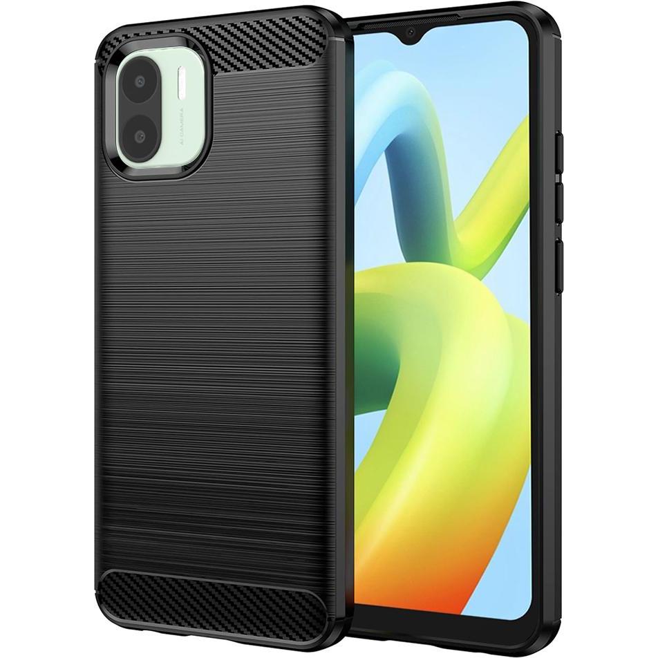 Techsuit - Carbon Silicone - Xiaomi Redmi A1 / A2 - Black (Xiaomi Redmi A2, Xiaomi Redmi A1), Smartphone Hülle, Schwarz