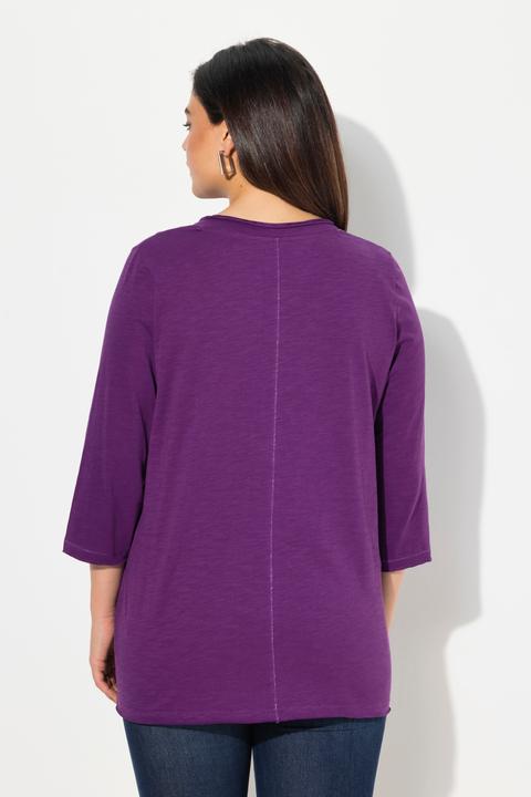 Produktbild Ulla Popken Shirt, Metallic-Nähte, V-Ausschnitt, 3/4-Arm (46, 48)