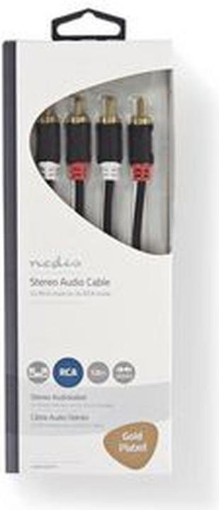 Produktbild Nedis Stereo-Audiokabel | 2x RCA Stecker | 2x RCA Stecker | Vergoldet | 1.00 m | rund | Anthrazit | (1 m)