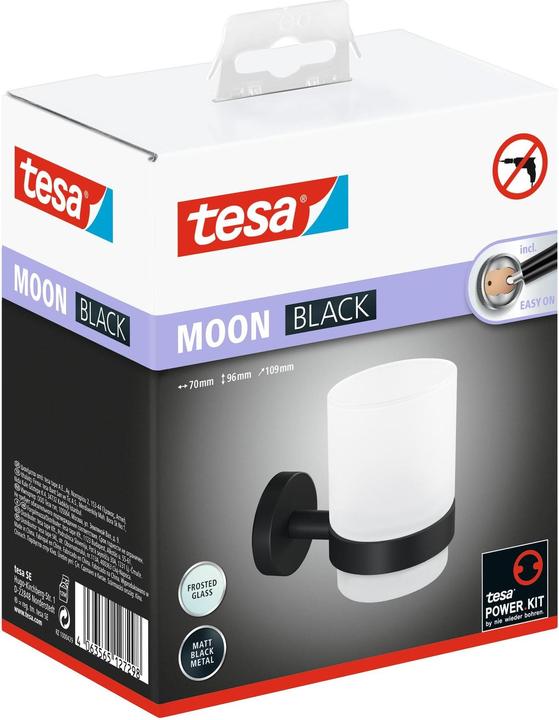 Productafbeelding tesa 40566-00000-00 MOON ZWART Tandenborsteltuimelaar Kleefstof Zwart (mat), satijnglas (9 x 13,5 x 18 cm)