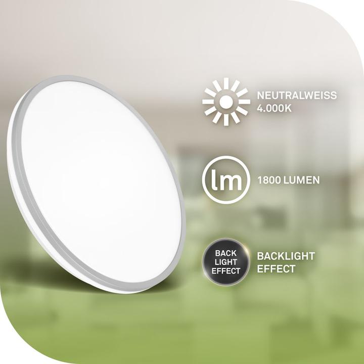 Actual product image Briloner Ultra-efficient ceiling light with energy efficiency class A, white with matt chrome edge (1800 lm)