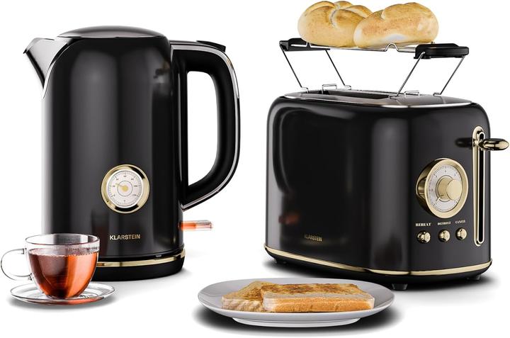 Klarstein Retro Frühstücksset: Toaster & Wasserkocher-Set (1.70 l)