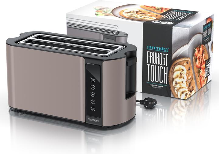 Image du produit Arendo Toaster Wärmeisoliertes Doppelwandgehäuse, 2 lange Schlitze, Touch-Display, für 4 Scheiben, 1500 W