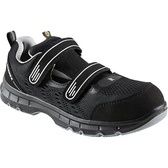 Runnex, Sicherheitsschuhe, S1PS ESD-Sicherheitsklettsandalen FlexStar, Schwarz/Grau (39)