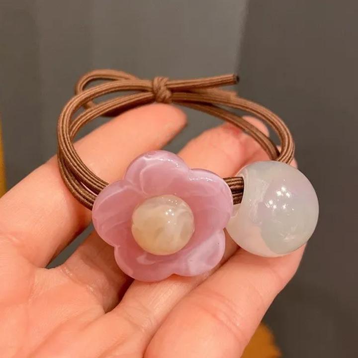 Immagine prodotto Avizar Perlen-Haargummi mit Perlenblume (Elastico per capelli)