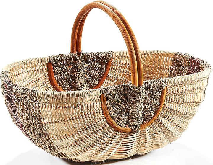 Produktbild Kobolo geflochten Rattankorb natur mit braunem Seegras Braun