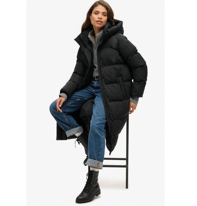 Produktbild Superdry lange daunenjacke it kapuze, daen (M)
