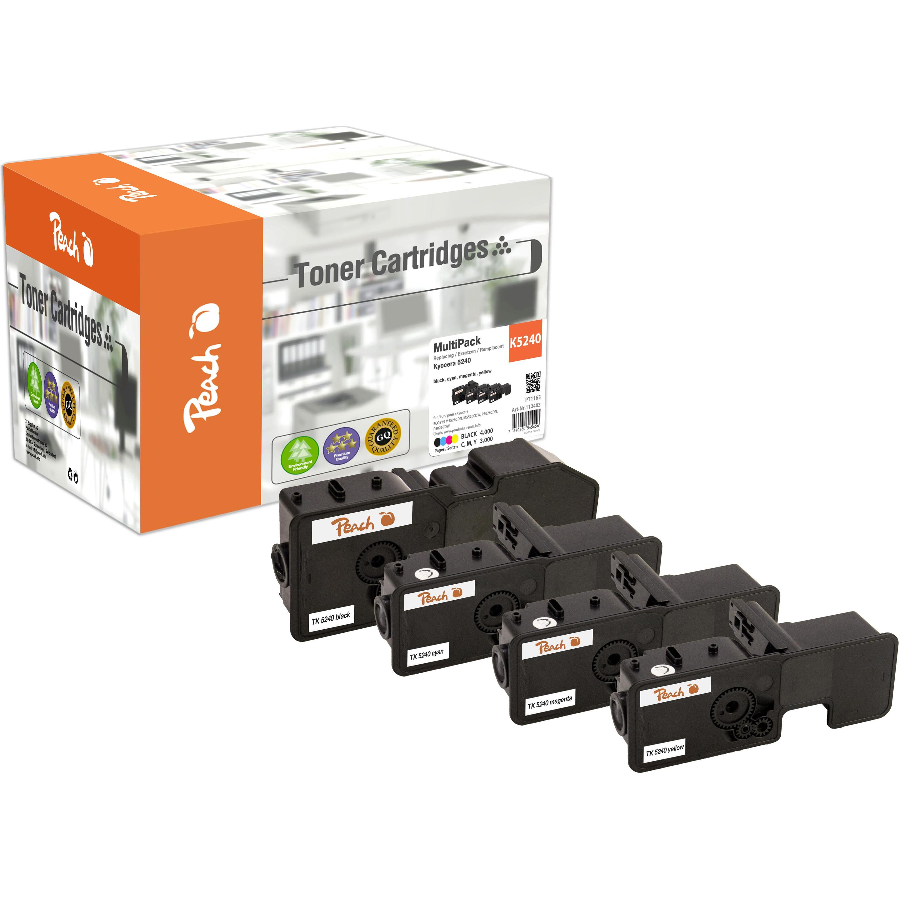 Peach, Toner, kompatibilní toner Kyocera TK-5240 MultiPack, bk, c, m, y, 1x4000, 3x3000 výnos (M, BK, Y, C)