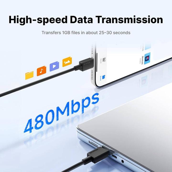 Produktbild Sharge 60W Schnellladekabel 0,6 m BLA (0.60 m, USB 2.0, 60 W)