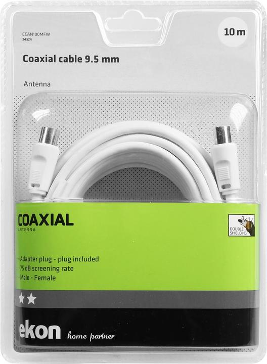 Actual product image Ekon Male / female antenna cable + adapter 75dB (Antenna cable)