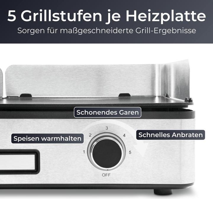 Produktbild KLAMER Elektrogrill, antihaftbeschichtete und abnehmbare Duo-Platten Tischgrill (2.40 kW)
