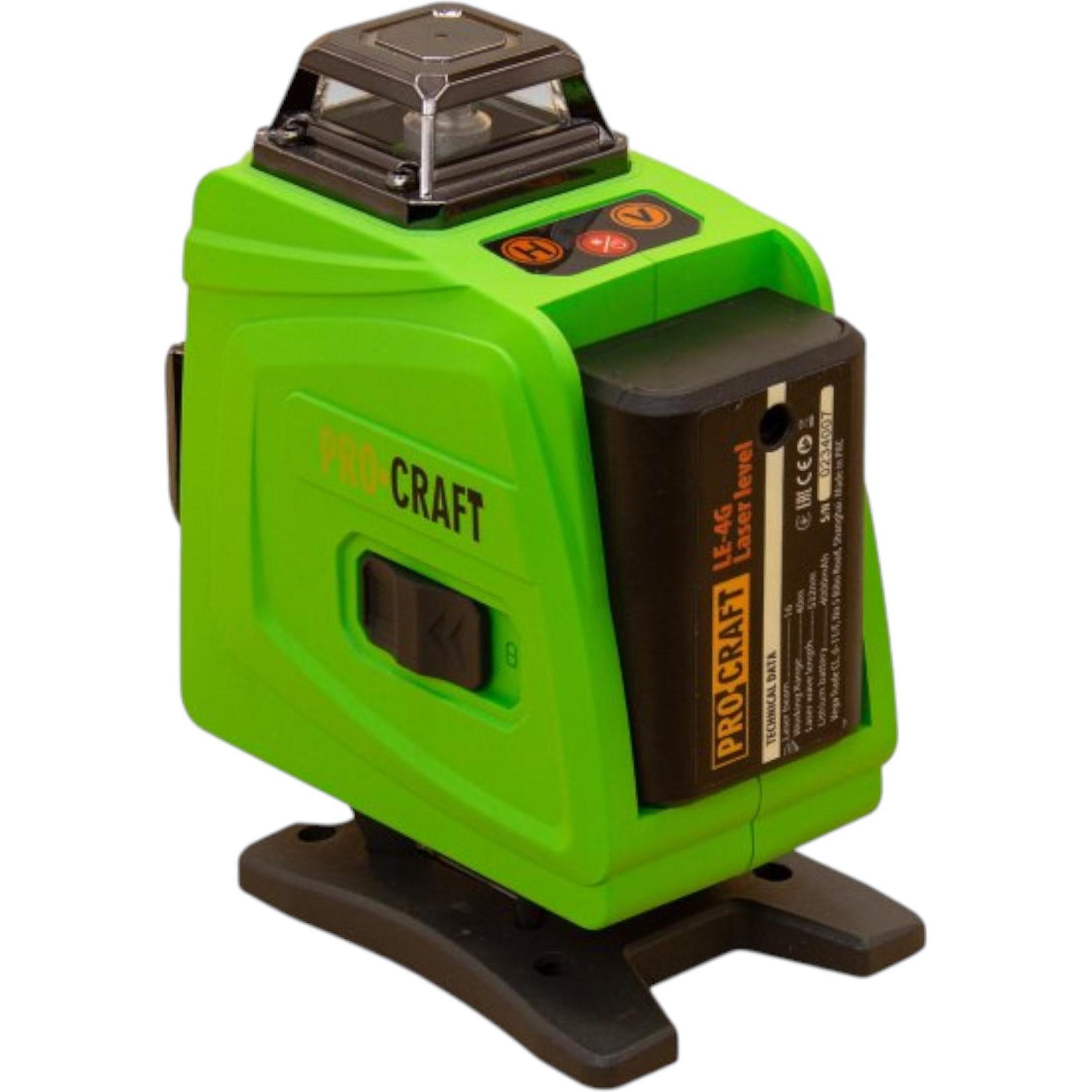 Procraft, Laser lineare, Set laser a linee/linee incrociate a batteria LE-4G 3,7 V 40 m verde autolivellante incl.