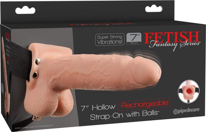 Produktbild Pipedream 7" Hollow Rechargeable Strap-On with Balls, Flesh