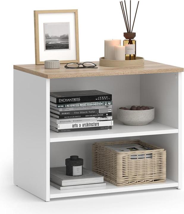 Actual product image Vicco Lowboard Wido, Weiss/Sonoma, 60 x 50 cm mit 2 Fächern (60 x 50 x 40 cm)