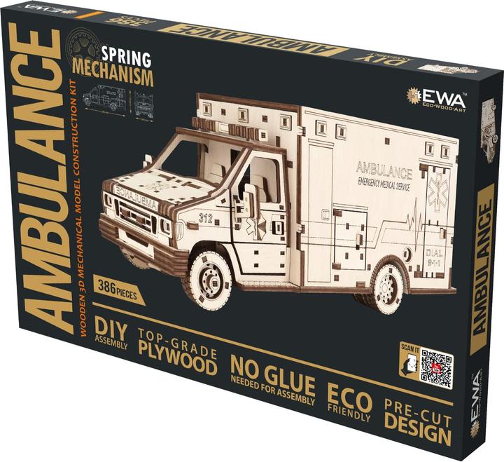 Eco Wood Art Mechanical 3D wooden-puzzle - Ambulance (386 parts)