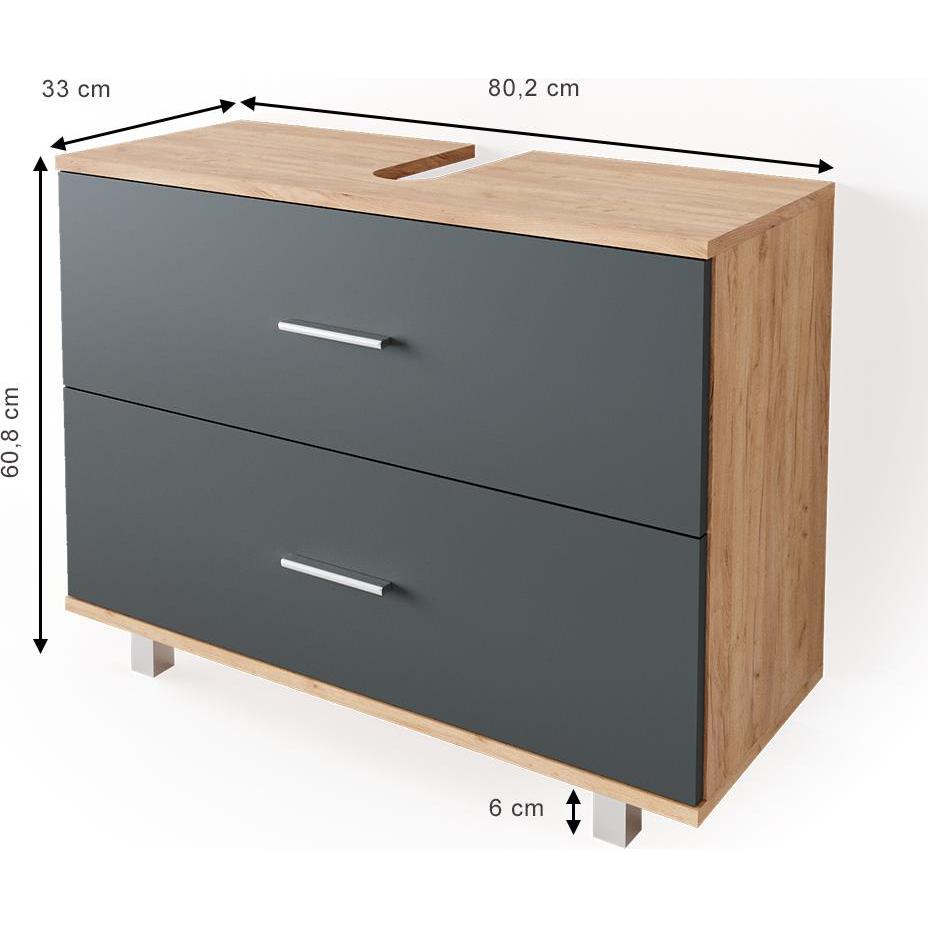 Vicco, Waschbeckenunterschrank, Ilias (80 x 33 x 61 cm)