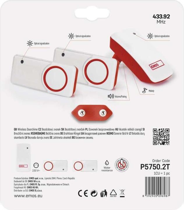 Produktbild Emos Drahtlose Türklingel P5750.2T
