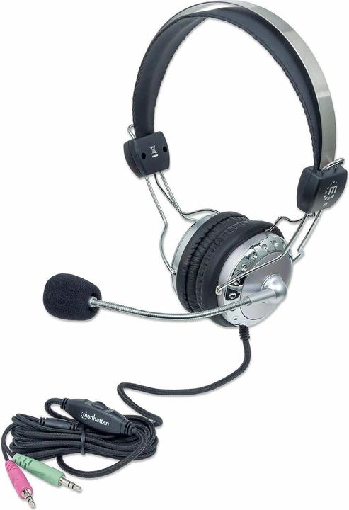 Produktbild Manhattan Stereo Head-Set Flexibles Mikrofon aus Edelstahl (Kabelgebunden)