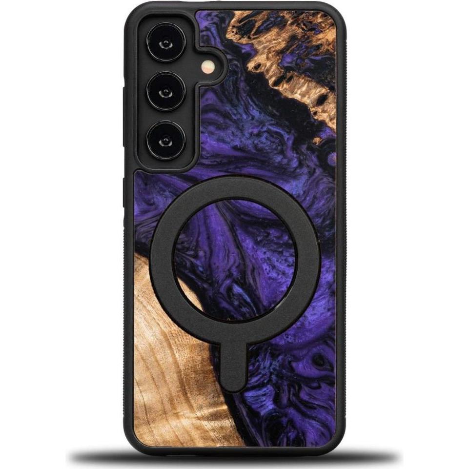 Bewood Unique MagSafe Violet wood and resin case purple and black (Samsung Galaxy S24), Smartphone Hülle, Violett
