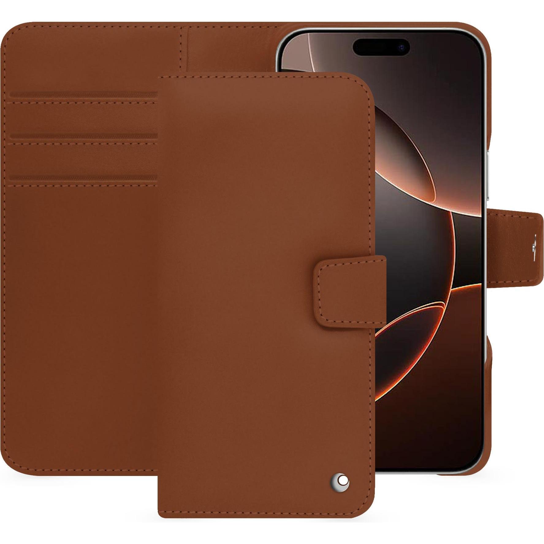 Noreve Lederschutzhülle Apple iPhone 16 Pro (Apple iPhone 16 Pro), Smartphone Hülle, Braun