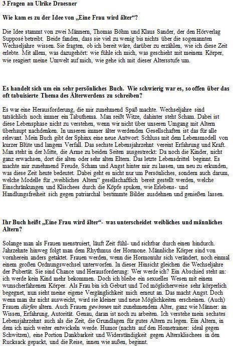 Produktbild Eine Frau wird älter (Deutsch, Ulrike Draesner, 2018)