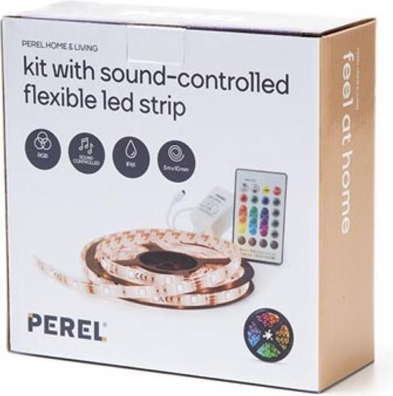 Actual product image LED Strips Consumer KIT WITH SOUND-CONTROLLED FLEXIBLE LED STRIP, CONTROLLER AND POWER SUPPLY - RGB - 150 LEDs - 5 m... (RGB, 500 cm, Indoor)