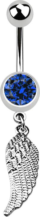 Immagine prodotto Star Piercing Banana in argento con ali pendenti e cristallo blu scuro (senza ottone, Acciaio chirurgico 316L)