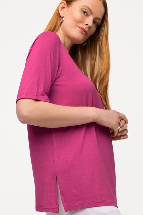 Image du produit Ulla Popken T-shirt doublé à l'avant, col V et manches courtes (42, 44)