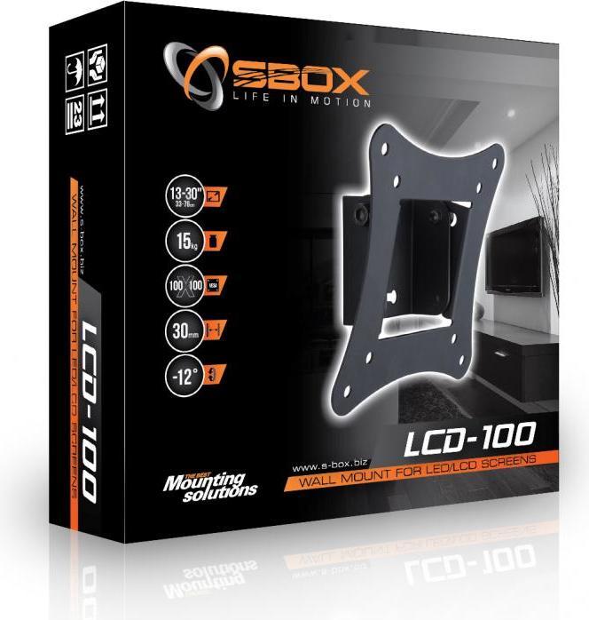 Actual product image Sbox LCD-100 display wall mount 33.02 - 76.20cm 13-30inch, load 15kg, VESA 100x100, wall distance 30mm... (Wall, 15 kg, 13" - 30")
