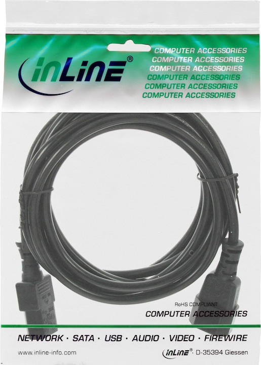Produktbild InLine Kaltgeraeteverlaengerung schwarz 7m (7 m, IEC 320)