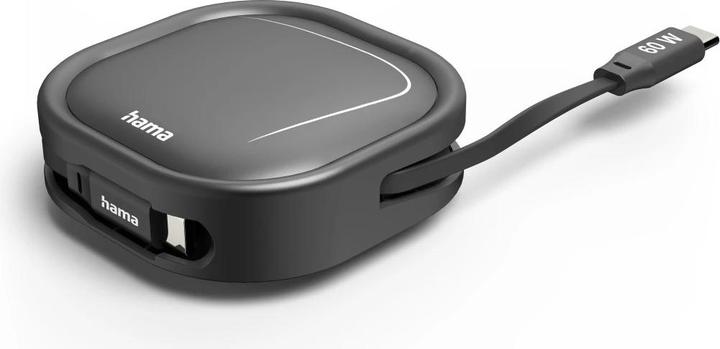 Image du produit Hama Un câble de charge rétractable, USB-C - USB-C, 60 W, 1 m (1 m, USB 2.0, 60 W)