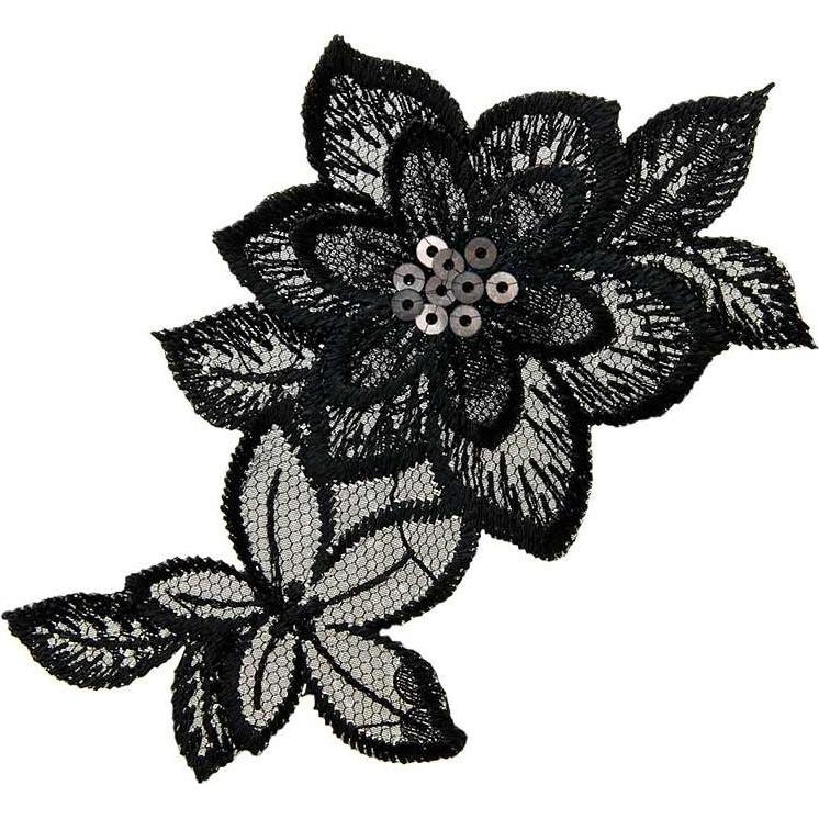 Thumbnail - Mono Quick Blumenornament, Applikationen, Schwarz