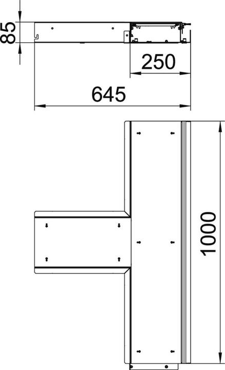 Produktbild OBO Bettermann OBO OKB TS 25085 ON T-StÃ¼ck m. BÃ¼rstenleiste (100 cm)