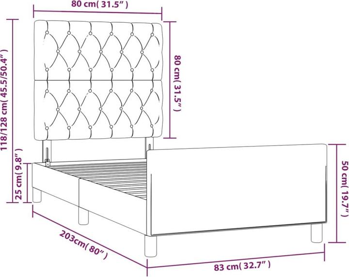 Image du produit vidaXL Bettgestell mit Kopfteil (120 x 200 cm)