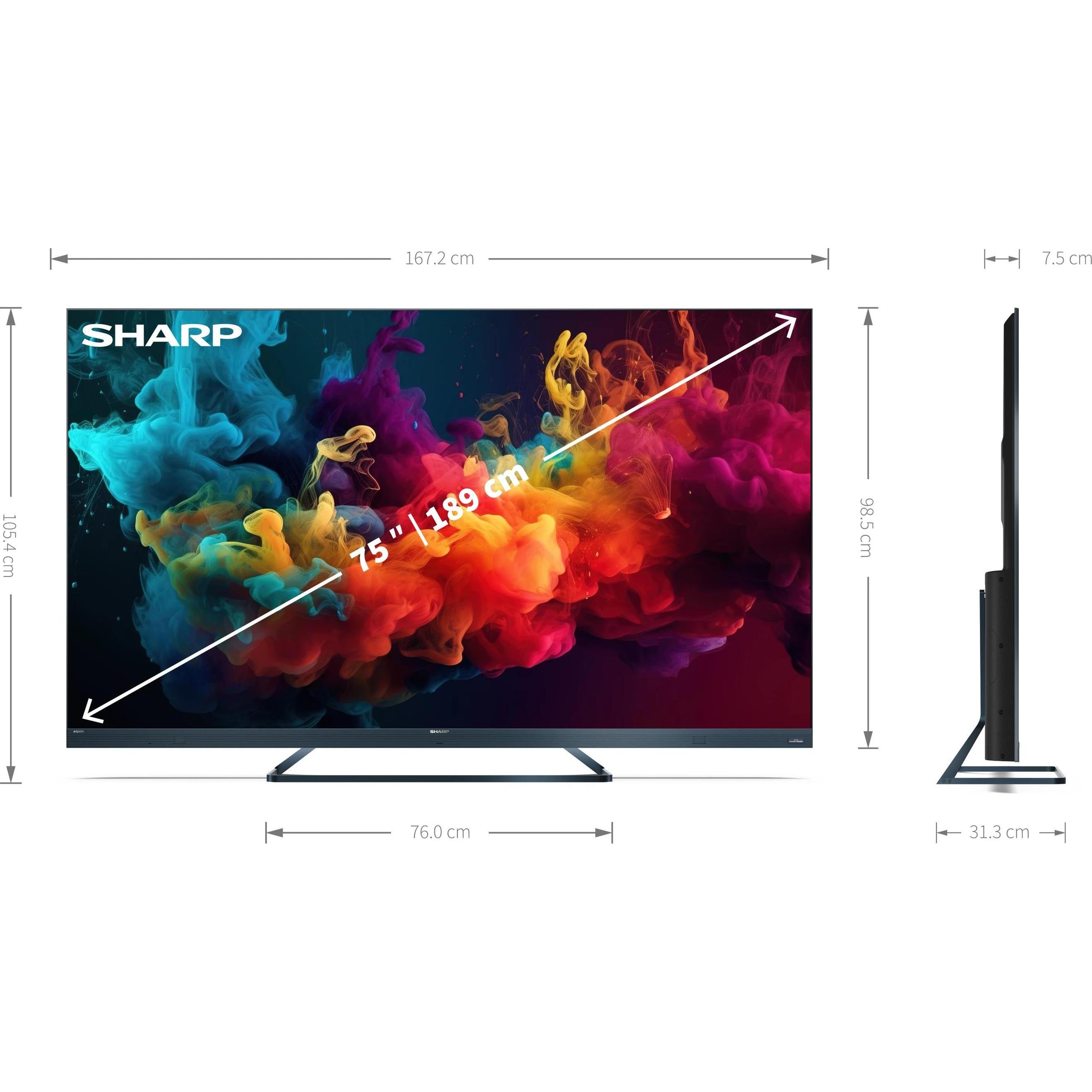 Thumbnail - Sharp 75FQ5EG (75", QLED, 4K, 2023), TV, Schwarz