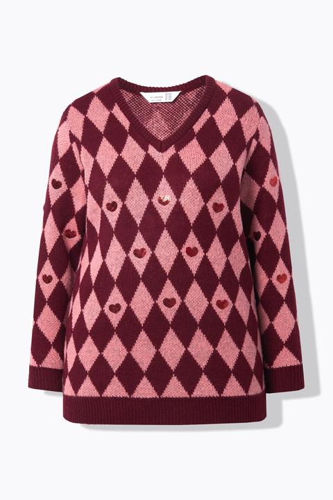 Produktbild Miamoda Pullover, Rhombenmuster, Pailletten-Herzen (60)