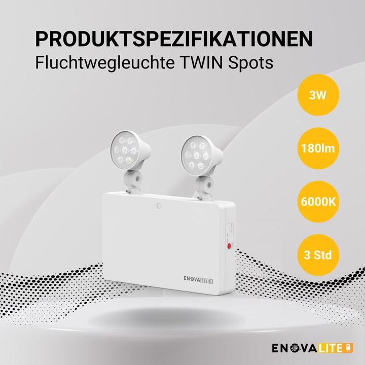 Produktbild Enovalite LED-Fluchtwegleuchte, 3 W, Twin-Spot, Wandmontage