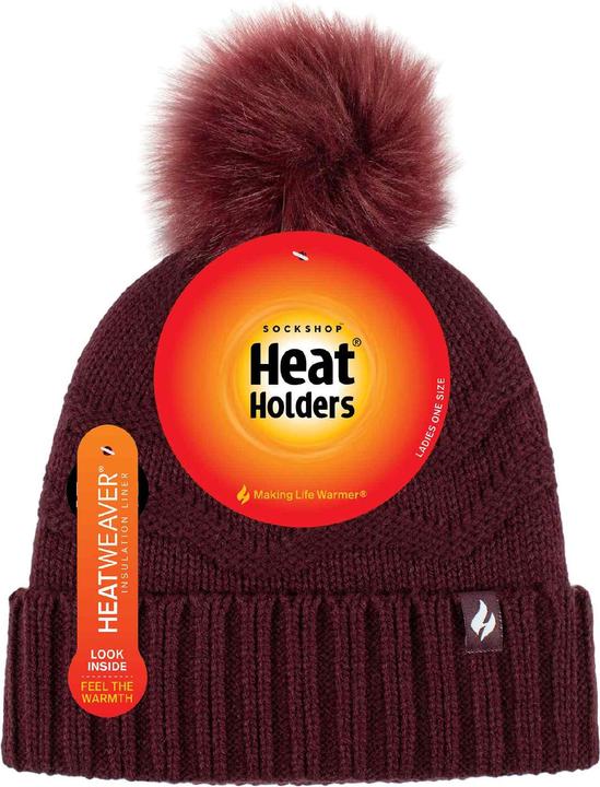 Image du produit Heat Holders Winter Mütze mit Fleecefutter | Warm Bommelmütze Zickzack