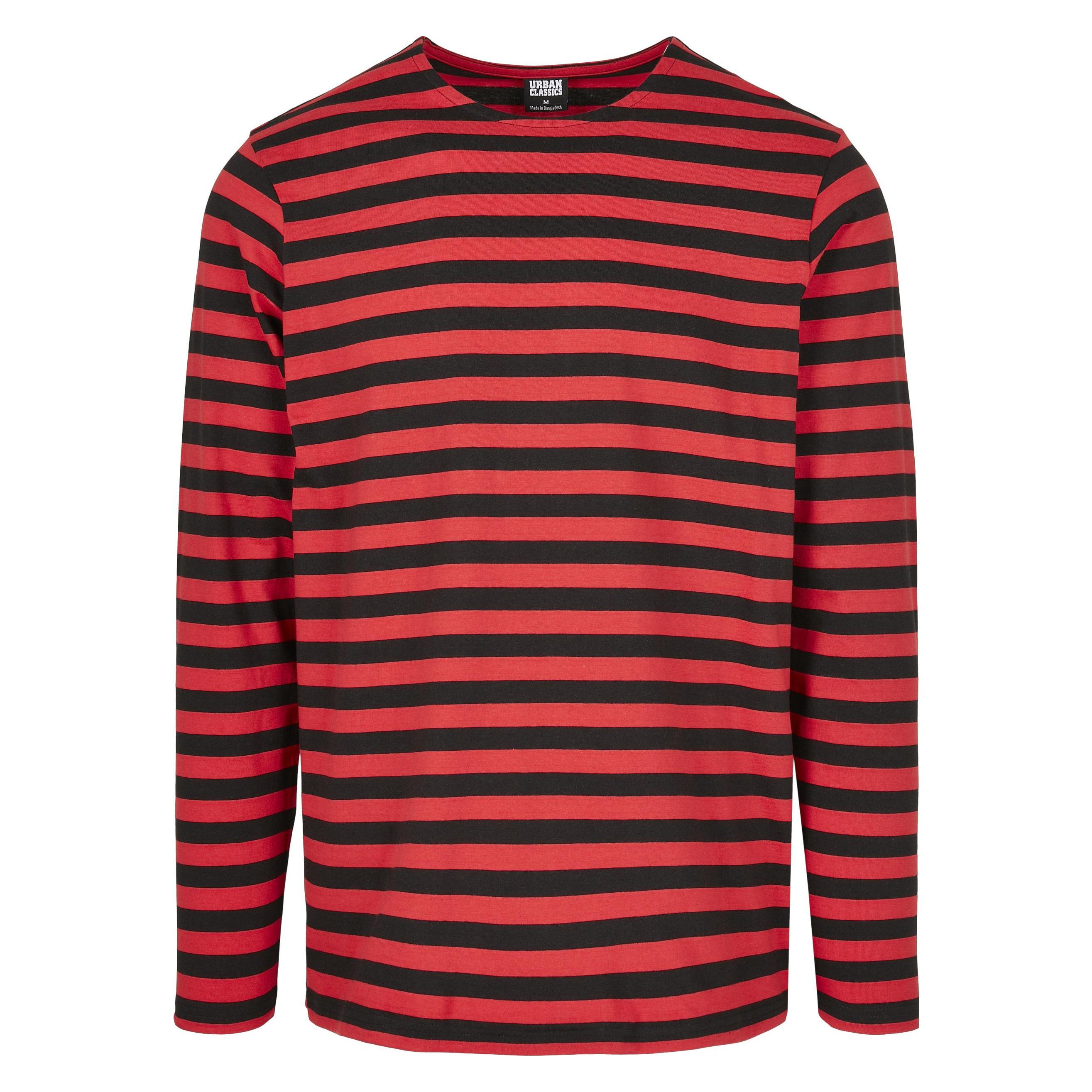 Urban Classics, Herren, Shirts, Regular Stripe Ls, Rot, (L)