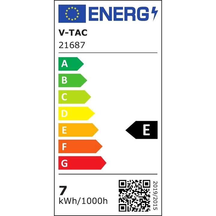 Energie-Label V-TAC VT062 LEDRöhre SAMSUNG Chip 60cm 7,5W G13 Nano Kunststoff 6400K (G13, 850 lm)