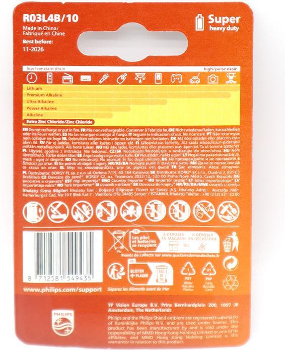 Immagine prodotto Philips R3 AAA - Batteria di lunga durata (4 pz., AAA / LR03 / Micro / R03 / AM4 / MN2400 / KR03)