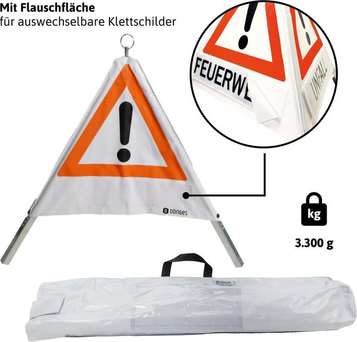 Produktbild Dönges Klett-Faltsignal, 700 mm, Tagesleuchtfarbe, ohne