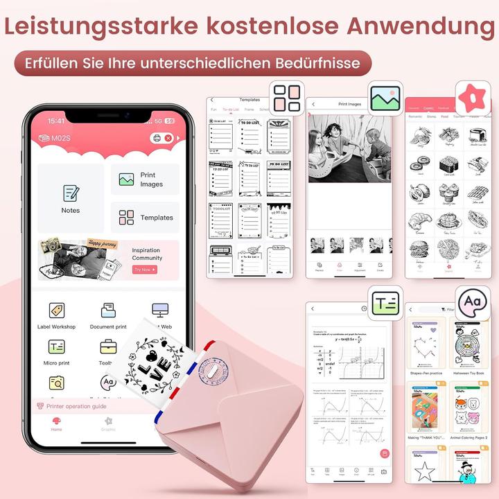 Produktbild Omezizy Mini Bluetooth-Thermodrucker für Smartphone (Thermodirekt, Schwarz-Weiss)