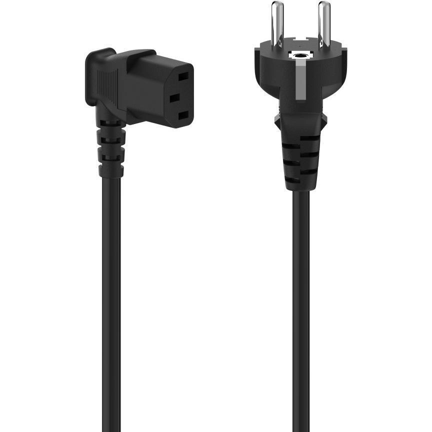 Hama Netzkabel für Kaltgeräte, 90° gewinkelt, 3-polig, Schutzkontakt, 5 m, Schw (5 m), Stromkabel