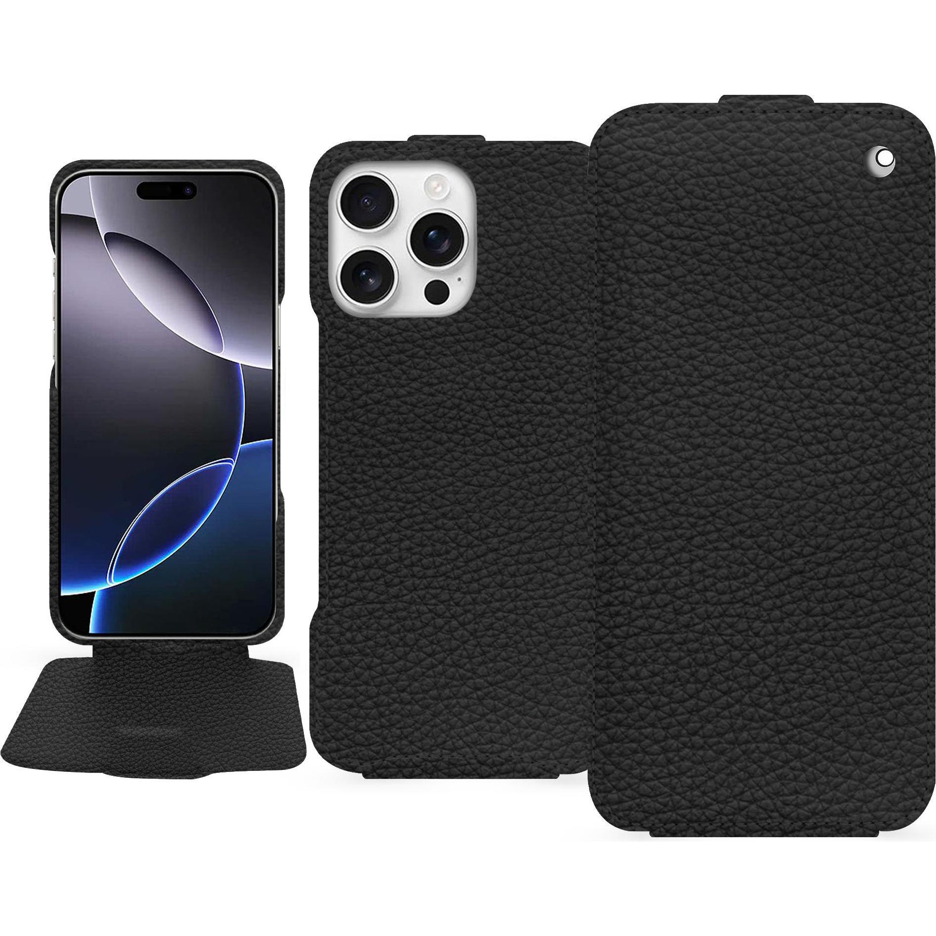Noreve Lederschutzhülle vertikal (Apple iPhone 16 Pro Max), Smartphone Hülle, Schwarz