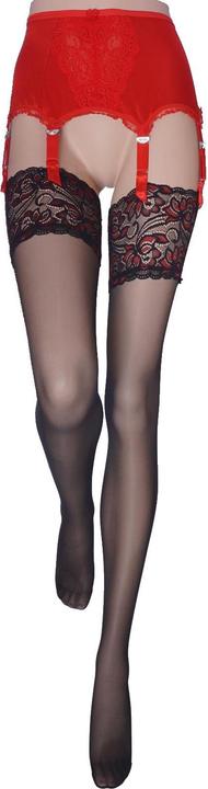 Immagine prodotto Levee Satin Sheers Calze da reggicalze, colore 601 nero-rosso, taglia 40-42 (20 DEN, 40 - 42)