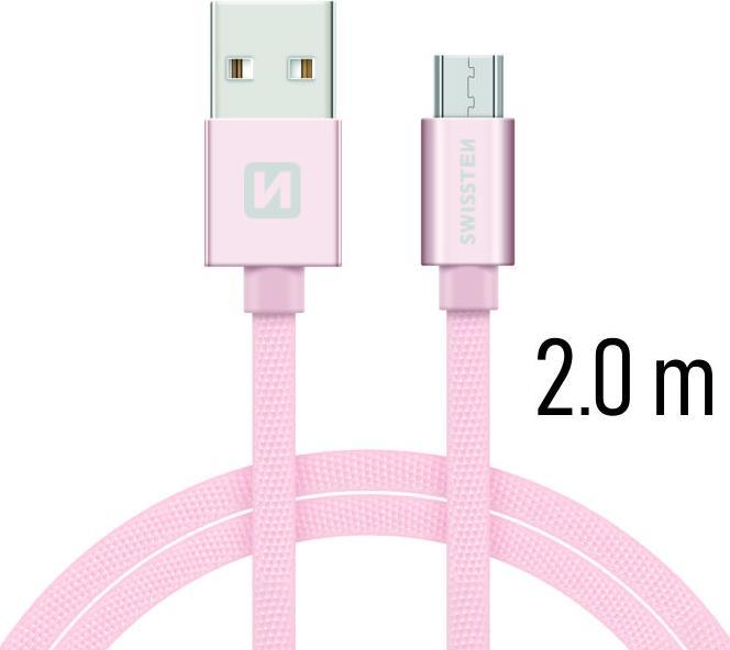 Actual product image Swissten Data cable Textile USB / Micro-USB 2.0 M (2 m, USB 2.0)