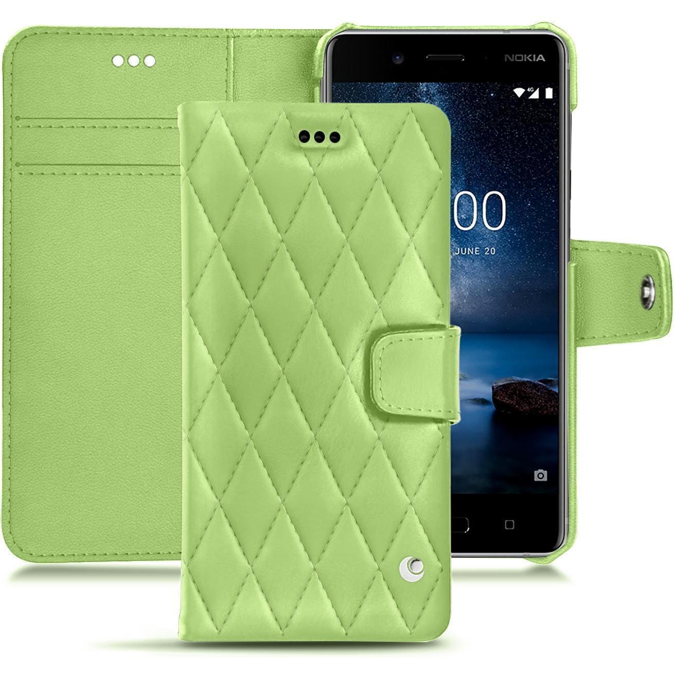 Noreve Lederschutzhülle Wallet (Nokia 8), Smartphone Hülle, Grün
