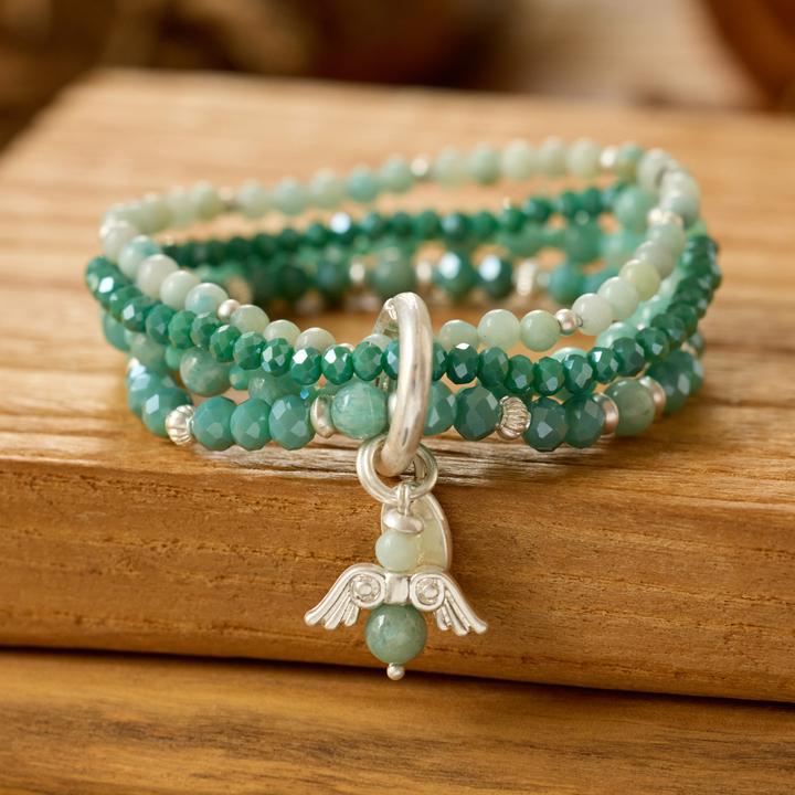 Immagine prodotto Andreani Armband aus Amazonite mit Engelsanhänger (Amazonite)